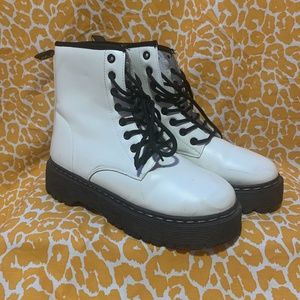 White Combat Boots